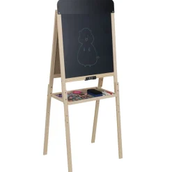 Tableau magique bois enfant 2en1 face blanche et face noir LCD 44x33x106cm