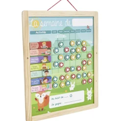 Tableau organisation enfant activités responsabilités en bois