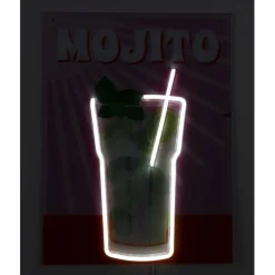 Tableau rectangulaire MOJITO avec verre contour néon 32x43cm