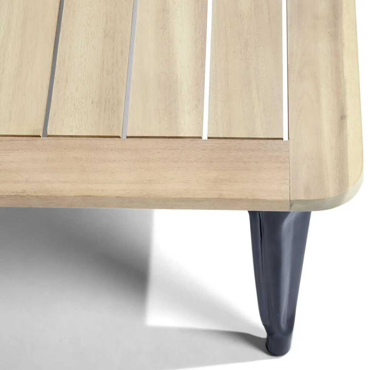 Table basse de jardin Fabrik métal noir et acacia 80x60xH35 cm < Gifi Clearance