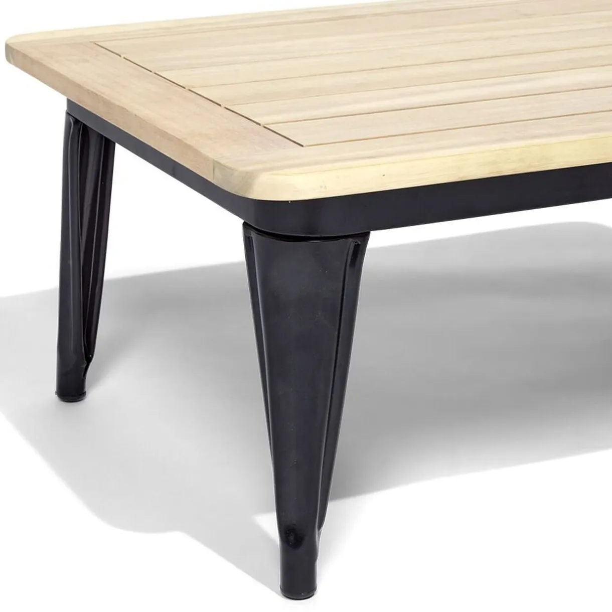 Table basse de jardin Fabrik métal noir et acacia 80x60xH35 cm < Gifi Clearance