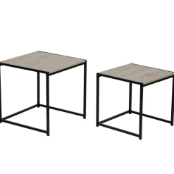 Table basse gigogne Luffi x2 bois et métal noir H35cm et H40cm < Gifi Sale