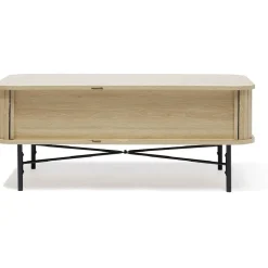 Table basse Grège bois naturel et noir - L100xH40xP50 cm