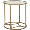 Table basse ronde India métal doré et plateau verre Ø43,5xH45,5cm < Gifi Best