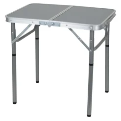 Table camping pliable acier aluminium bois 60x45xH55cm < Gifi New