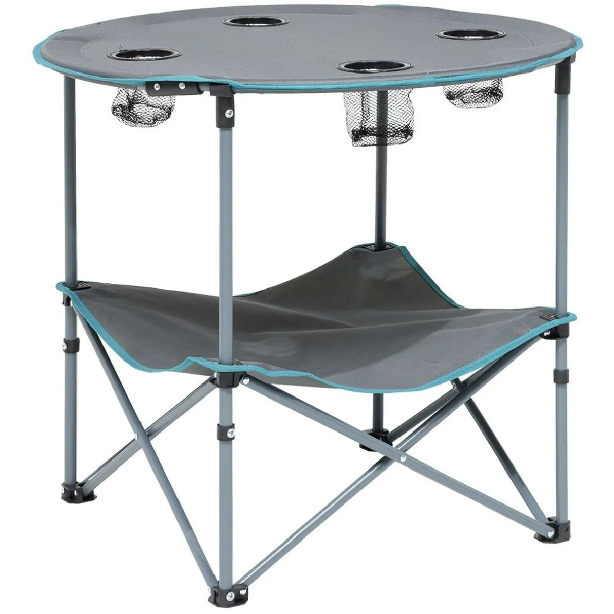Table de camping pliable avec 4 porte-gobelets Ø70xH.60 cm < Gifi Hot