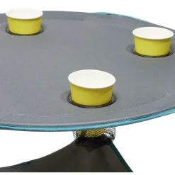 Table de camping pliable avec 4 porte-gobelets Ø70xH.60 cm < Gifi Hot
