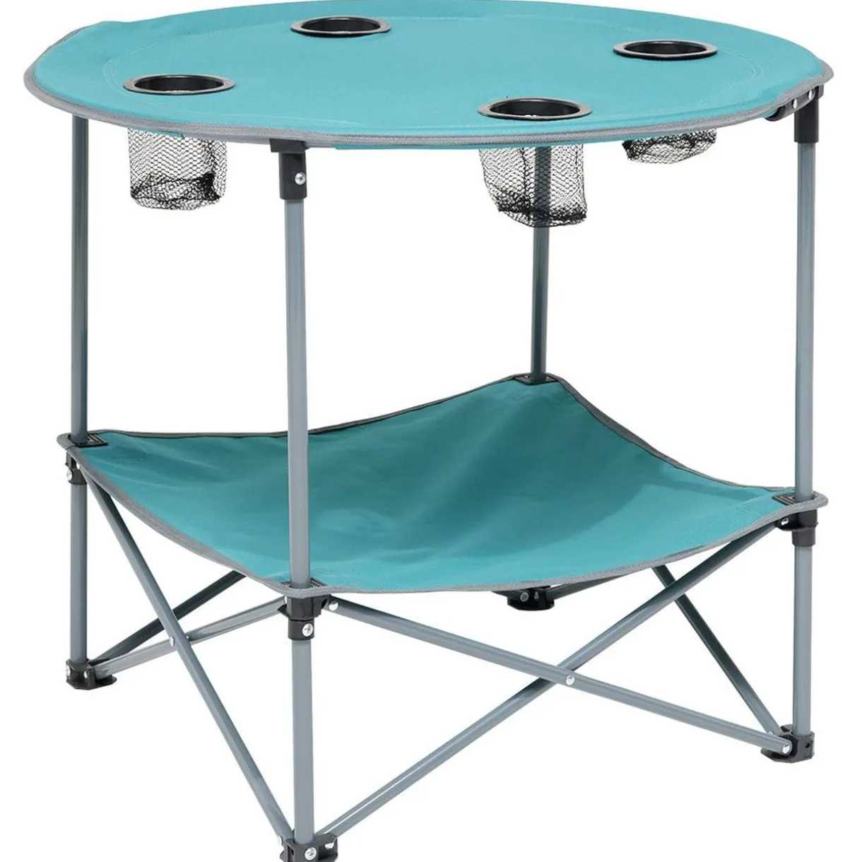 Table de camping pliable avec 4 porte-gobelets Ø70xH.60 cm < Gifi Hot
