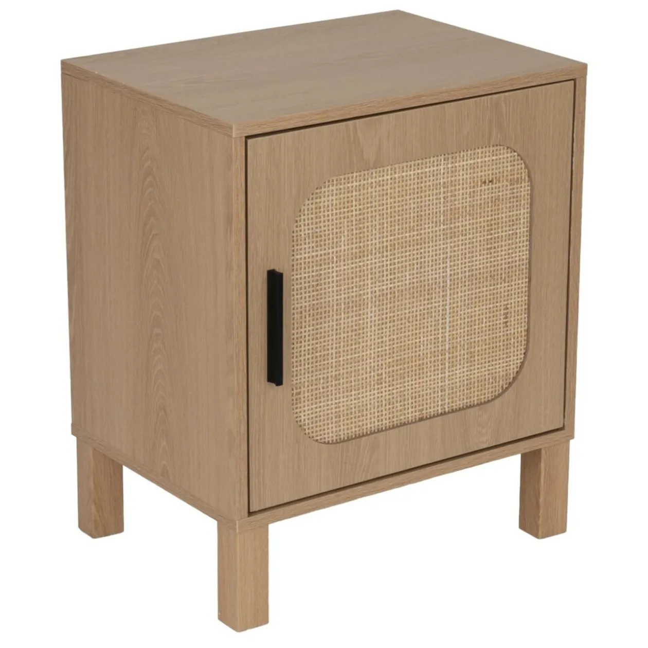 Table de chevet en bois et rotin Kanna 1 porte 40x30xH48cm
