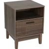 Table de chevet en bois Lida 1 niche et 1 tiroir marron foncé 40x39xH52cm < Gifi Clearance