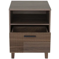 Table de chevet en bois Lida 1 niche et 1 tiroir marron foncé 40x39xH52cm < Gifi Clearance