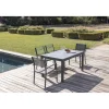 Table de jardin extensible Oslo verre effet marbre 135/270x90xH.75 cm