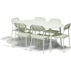 Table de jardin 6 personnes Faro métal vert 160x90xH74cm