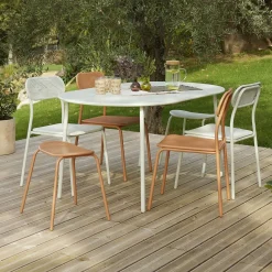 Table de jardin 6 personnes Faro métal vert 160x90xH74cm