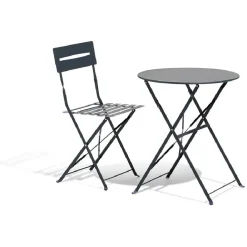 Table de jardin ronde RIO pliante 2 personnes métal gris