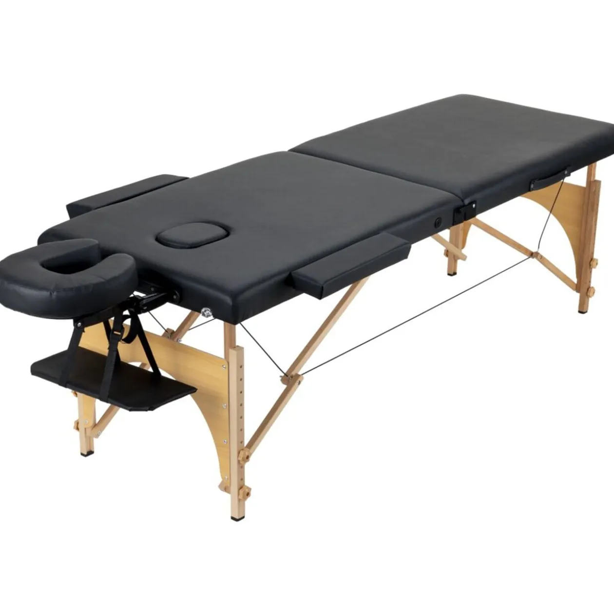 Table de massage pliante bois revêtement simili cuir noir 180x60xH82cm