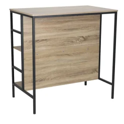 Table haute avec 2 tabourets Luffi métal bois noir et marron 100x60xH100cm < Gifi Online