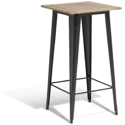 Table haute de jardin Fabrik métal noir et acacia 60x60xH112 cm < Gifi Clearance