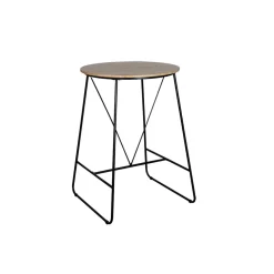 Table mange debout Othé métal noir et bois naturel Ø70xH100cm < Gifi Best