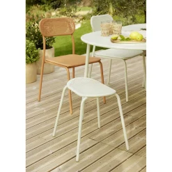 Tabouret acier perforé Faro vert sauge 45x28xH45cm < Gifi