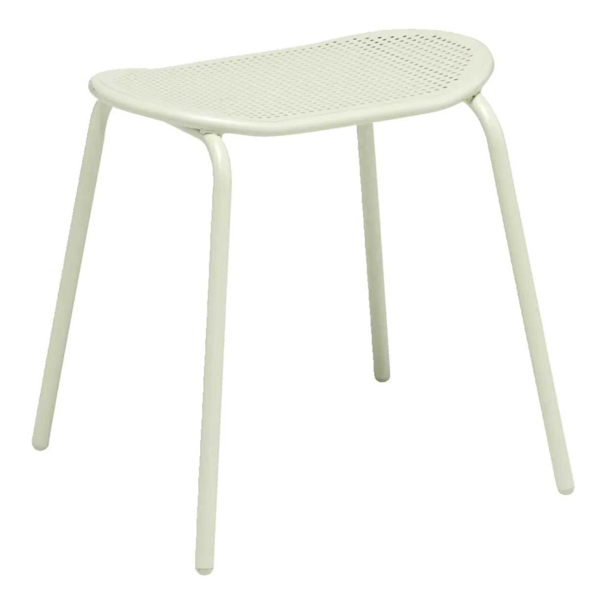 Tabouret acier perforé Faro vert sauge 45x28xH45cm < Gifi