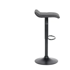 Tabouret de bar Majestik assise carrée simili noir et pied métal réglable H84cm