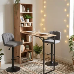 Tabouret de bar Queen 44x47x83-103cm effet velours noir < Gifi Discount