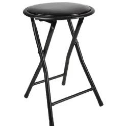 Tabouret pliant Aiden métal et pvc Noir L.30 x P.35 x H.45 cm < Gifi Sale