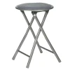 Tabouret pliant Aiden métal et pvc Gris L.30 x P.35 x H.45 cm