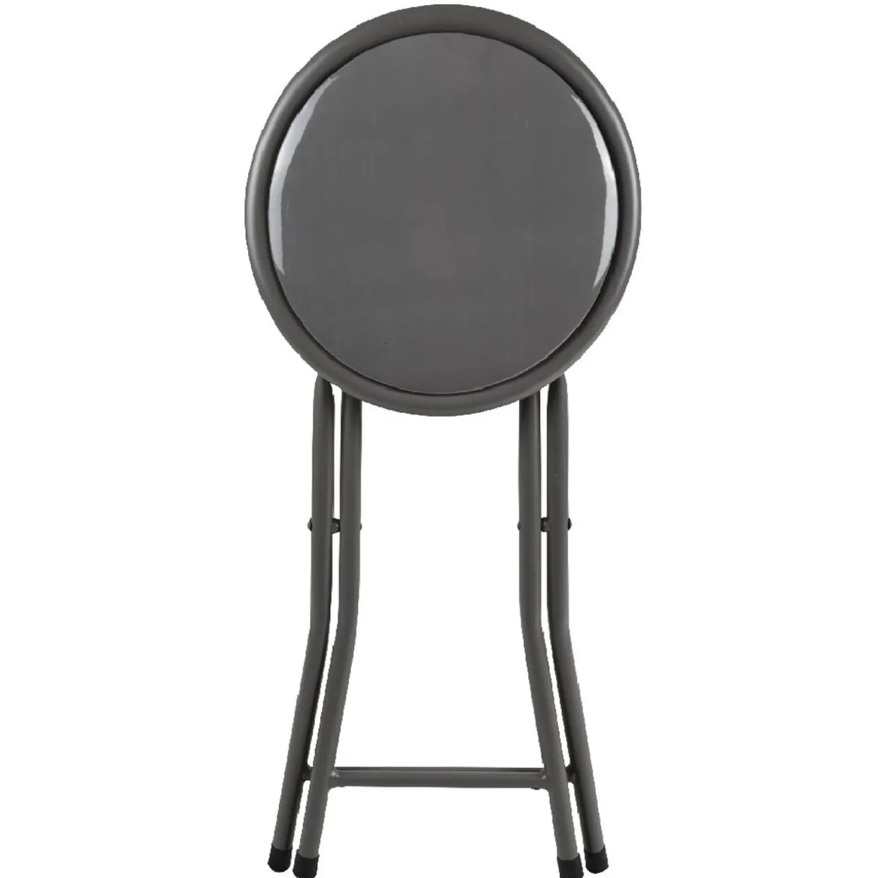 Tabouret pliant Aiden métal et pvc Gris L.30 x P.35 x H.45 cm