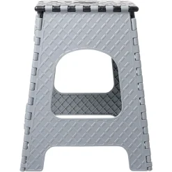 Tabouret pliant plastique noir et gris H44cm