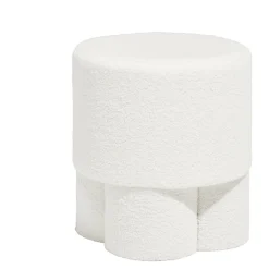 Tabouret rond en tissu bouclette blanc 42x40 cm < Gifi New