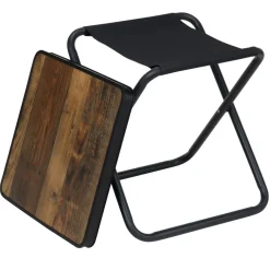 Tabouret table 2en1 plateau décor bois structure acier noir 41x40xH45cm < Gifi Online