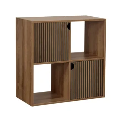 Étagère Adam 4 cases 2 portes en bois brun L60xP29,5xH60cm < Gifi Discount