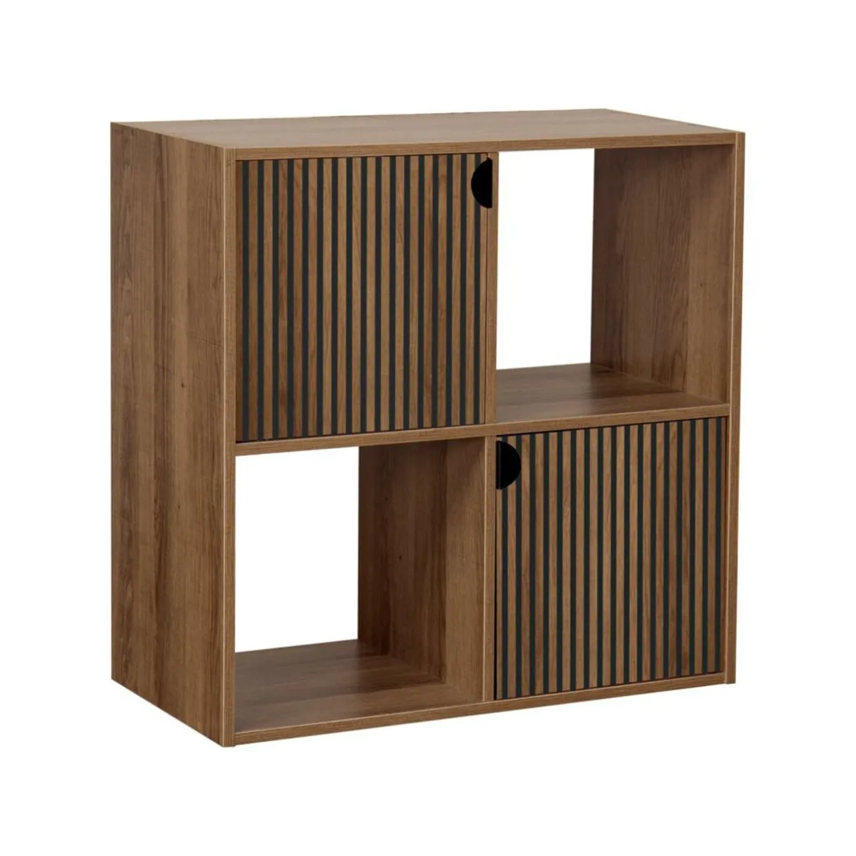 Étagère Adam 4 cases 2 portes en bois brun L60xP29,5xH60cm < Gifi Discount