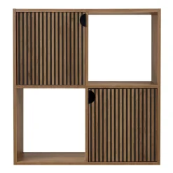 Étagère Adam 4 cases 2 portes en bois brun L60xP29,5xH60cm < Gifi Discount