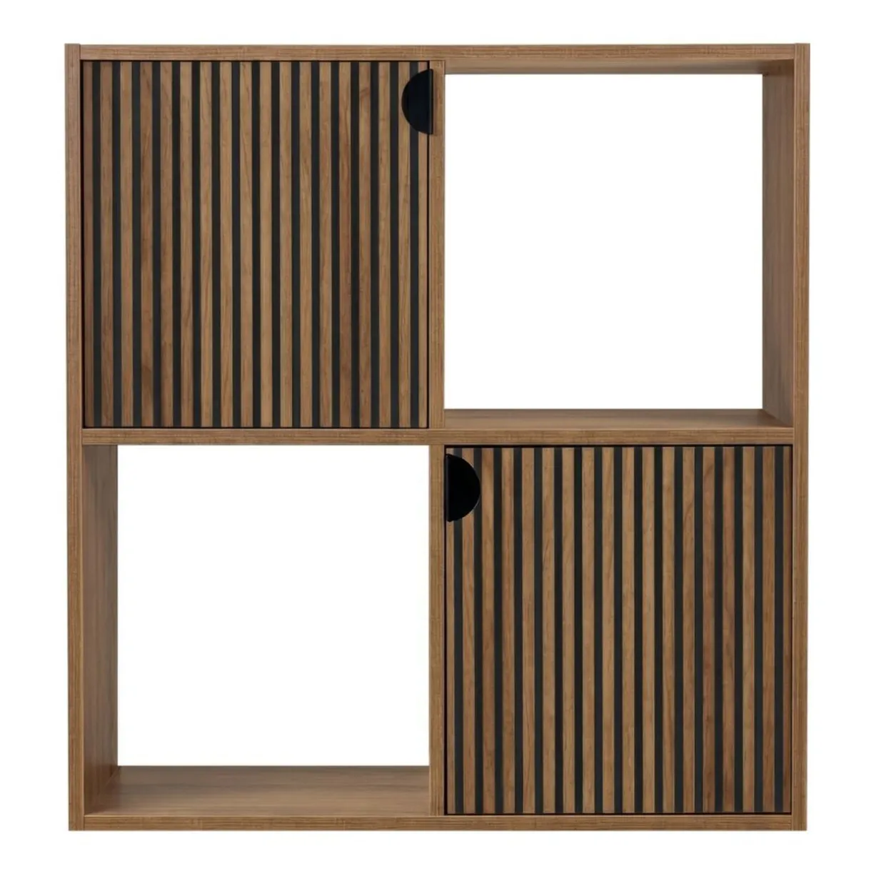 Étagère Adam 4 cases 2 portes en bois brun L60xP29,5xH60cm < Gifi Discount