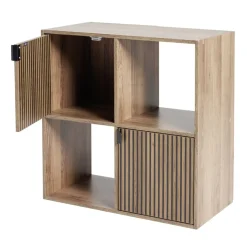 Étagère Adam 4 cases 2 portes en bois brun L60xP29,5xH60cm < Gifi Discount