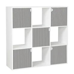 Étagère Adam 9 cases 5 portes en bois blanc L90xP29,5xH90cm