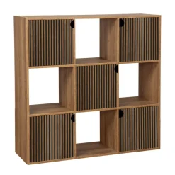 Étagère Adam 9 cases 5 portes en bois brun L90xP29,5xH90cm < Gifi Discount