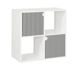 Étagère Adam 4 cases 2 portes en bois blanc L60xP29,5xH60cm < Gifi Best