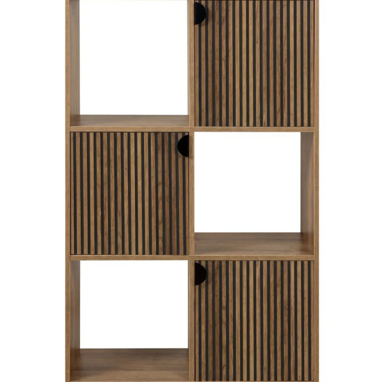 Étagère Adam 6 cases 3 portes en bois brun L60xP29,5xH90cm < Gifi New