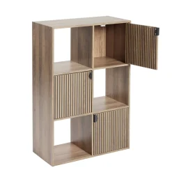 Étagère Adam 6 cases 3 portes en bois brun L60xP29,5xH90cm < Gifi New