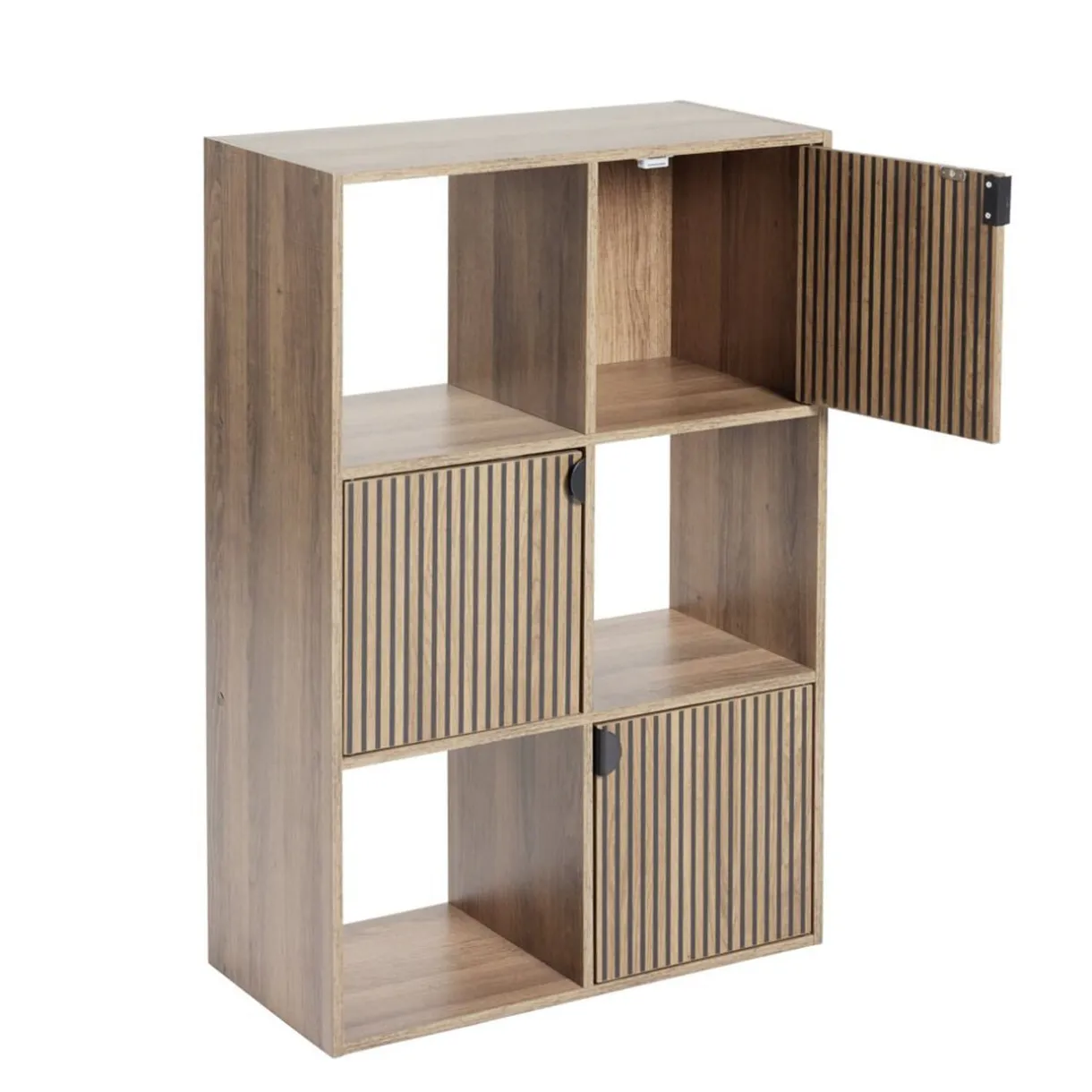 Étagère Adam 6 cases 3 portes en bois brun L60xP29,5xH90cm < Gifi New