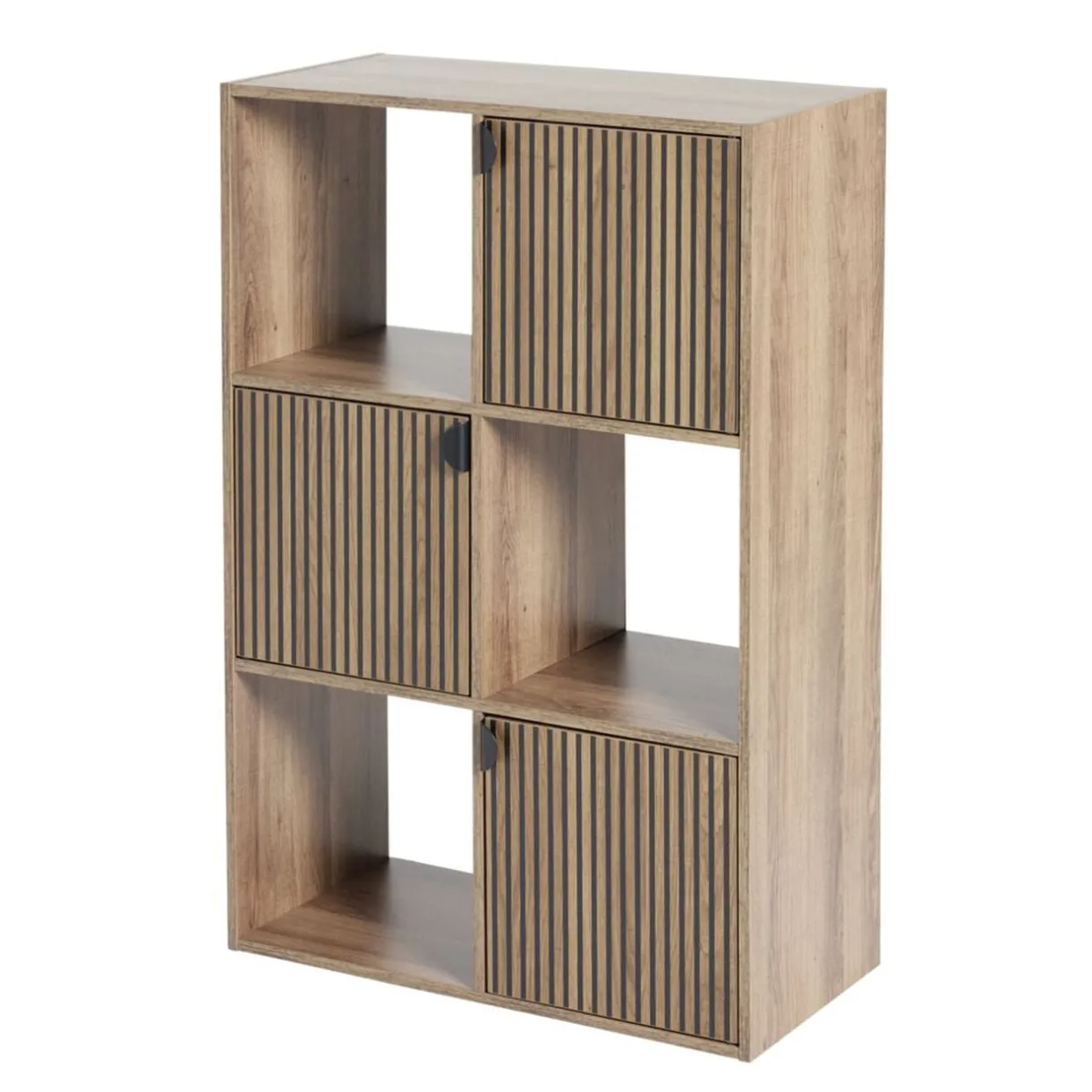 Étagère Adam 6 cases 3 portes en bois brun L60xP29,5xH90cm < Gifi New