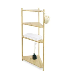 Étagère d'angle bambou 4 niveaux