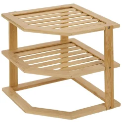 Étagère d'angle 2 niveaux en bambou 25x25xH23cm < Gifi Best