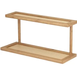 Étagère de cuisine en bois et bambou 2 niveaux effet tressé 40x15xH20cm