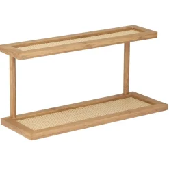 Étagère de cuisine en bois et bambou 2 niveaux effet tressé 40x15xH20cm