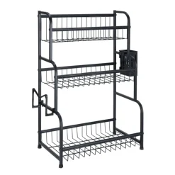 Étagère de cuisine à poser 3 niveaux métal noir 49x22xH61cm